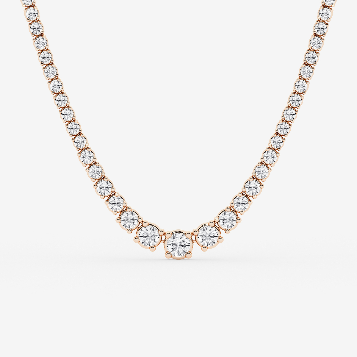 15 ctw Round Lab Grown Diamond Four Prong Graduated Tennis Necklace